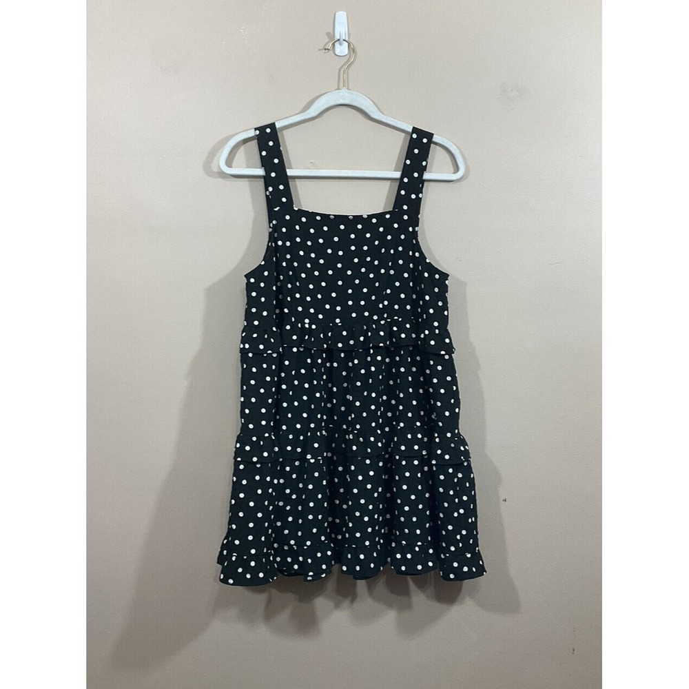 Asos Womens Polka Dot Mini Dress Size 6 Black White Party Tiered Minimalist